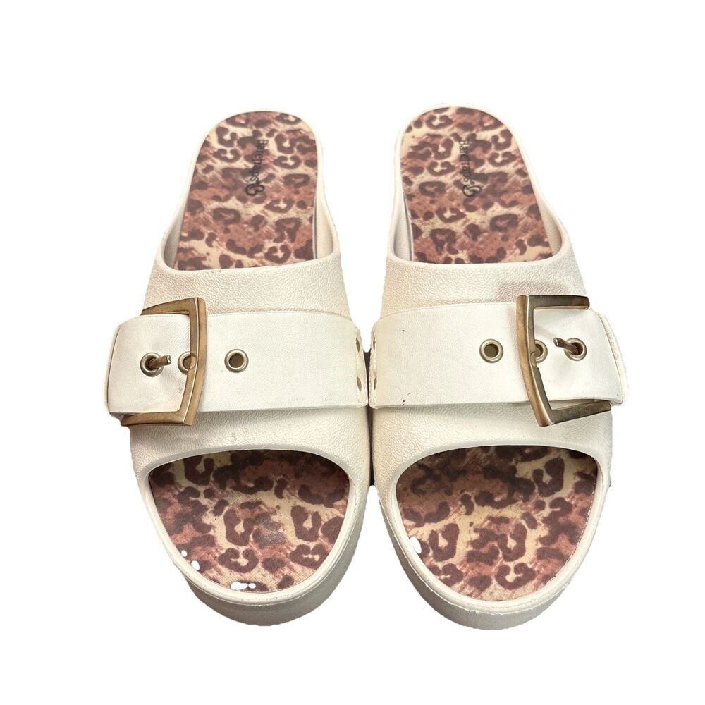 Baretraps Ivory Rubber Mule Wedge Sandals Size 10 (SKU 1121)